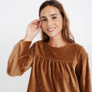 Madewell Texture & Thread Brown Corduroy Swing Top, M, Boho, Comfy